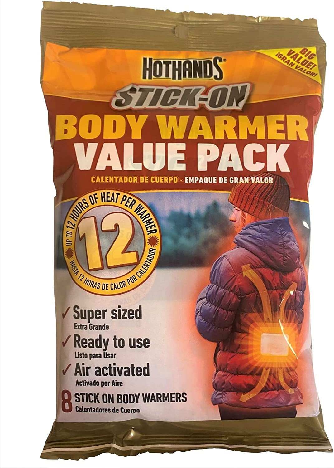 Hothands Adhesive Body Warmer Value Pack, 8 Body Warmers each