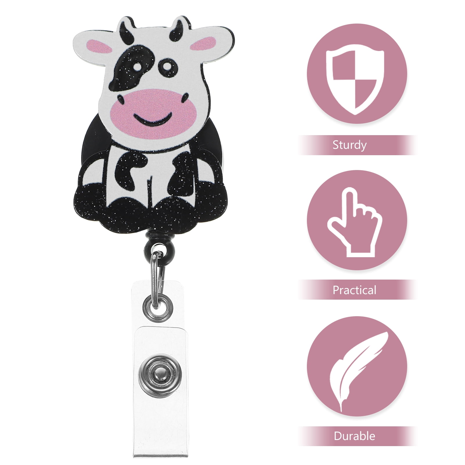 Funny Cow Badge Reel Retractable Bull ID Holder Farm Animal Name