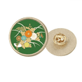 thumbnail image 1 of Autumn Japanese Yellow Flower Round Metal Golden Pin Brooch Clip, 1 of 3