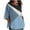 Color Block-Blue, variant on Women Oversized Patchwork Shirts 3/4 Sleeve Crewneck Cute Print Tops Summer Casual Elbow Length T-Shirts (2XL, Black)