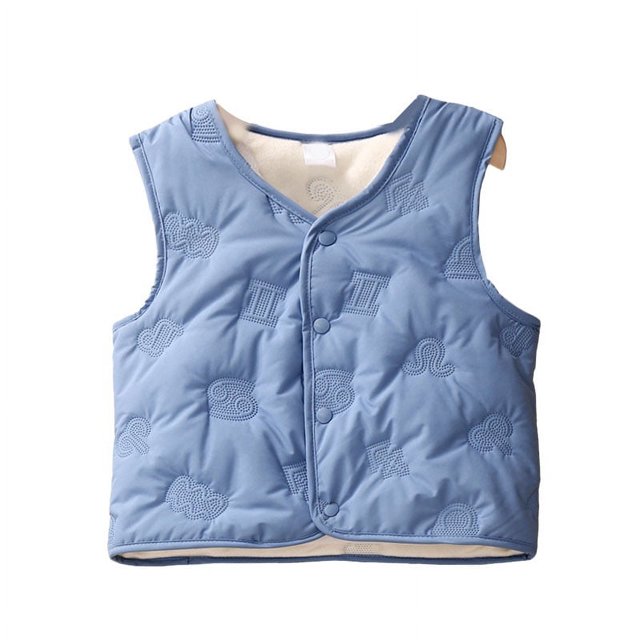 Chaleco para niños acolchado cálido cómodo ligero chaleco de moda para niños y niñas para otoño invierno azul tamaño 110