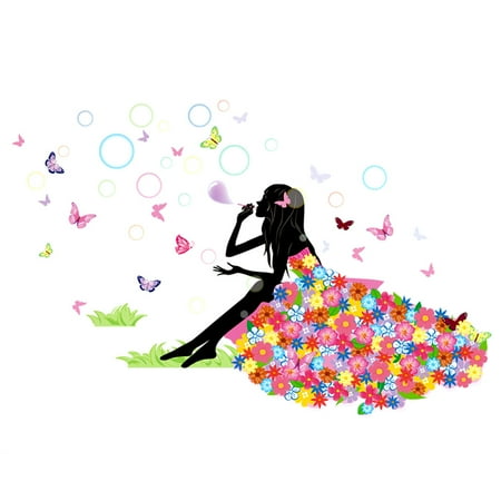 Bike Frame Decals Butterfly Flower Bicycle Girls Home Room Decor Peel and Stick Wall Decals Art Stickers Mural ()