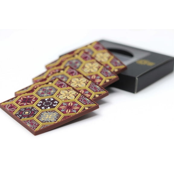 MOSAICANA Coasters for Drinks - Set of 4 Coasters, Silicone, Protect Against Water Marks or Damage - Fit All Cups, 3.5" Inch Size Fits, Colored Coasters (Burgundy)