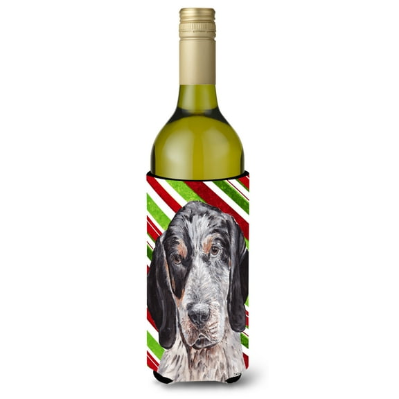 Blue Tick Coonhound Candy Cane Christmas Wine Bottle Hugger