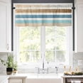 thumbnail image 5 of Abstract Gradient Stripe Valances for Windows Blue Brown Watercolor Rod Pocket Curtain Valance Window Treatment Short Curtains for Kitchen Living Room, 60"x18", 5 of 5