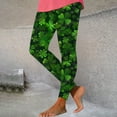 thumbnail image 2 of lcziwo Sales of The Week, St Patricks Day Leggings for Women Casual High Waisted Tummy Control Yoga Pants Fashion Shamrock Clover Print Stretchy Workout Leggings Green L, 2 of 5