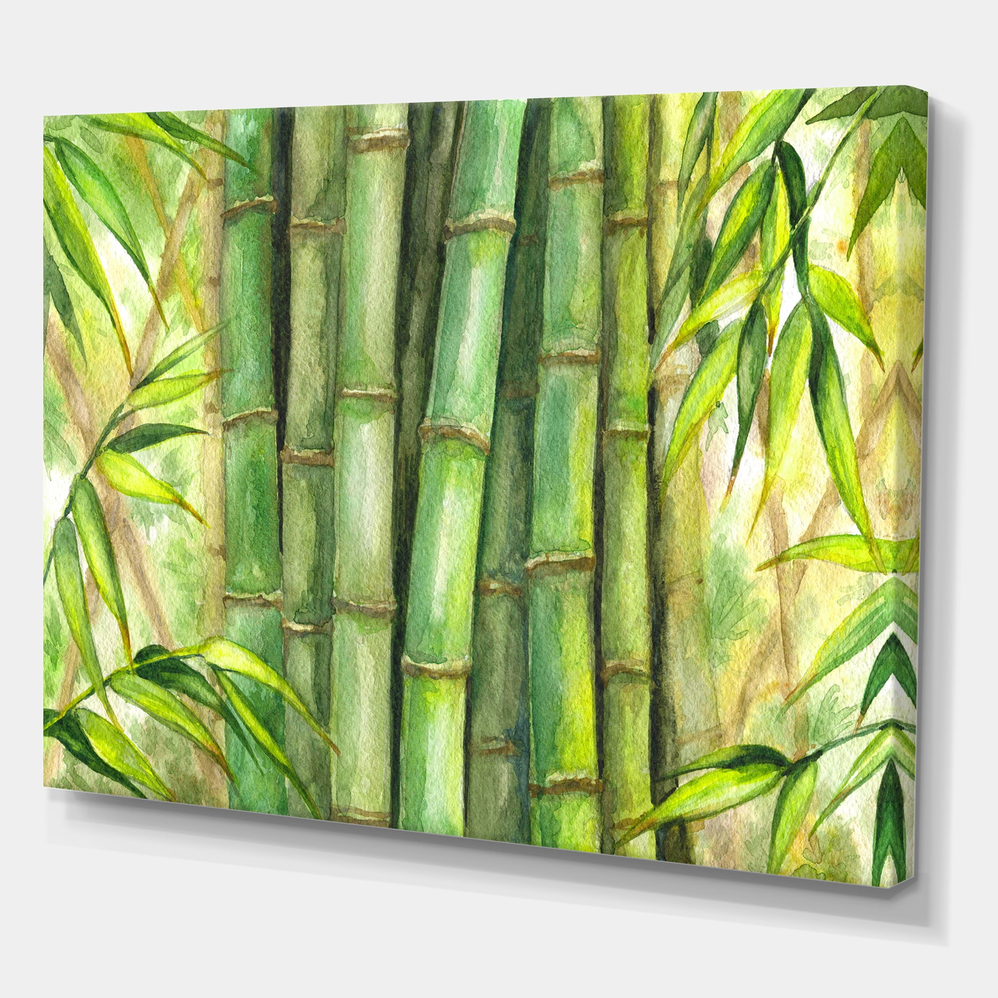 Bright and Green Bamboo Stems 40 in x 30 in Painting Canvas Art Print, by Designart