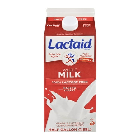 LACTAID 100% Lactose Free Whole Milk, .5 gal l Carton - Walmart.com