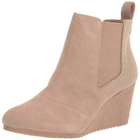 Toms Bailey Warm Taupe Fashion Pull On Rounded Toe Wedge Casual Ankle Boots (Warm Taupe, 8)