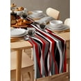 thumbnail image 3 of Red Stripe Table Runner Grey Moire Ombre Geometric Modern Abstract Tablerunners 13 x 90 Inch, Table Decorations Tabletop Scarf for Summer Gathering Holiday Farmhouse Kitchen Dining Decor, 3 of 6