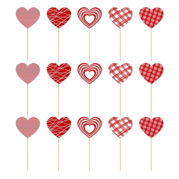 Juego de 15 jarrones con forma de corazón con flores para San Valentín, decoración romántica de mesa para centro de mesa, fiesta, boda