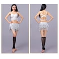 thumbnail image 2 of 4-Layers Sequined Fringed Drawstring Closure Belly Dance Waist Chain Skirt Hip Scarf Latin Skirt,silver, 2 of 4