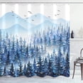 thumbnail image 2 of Christmas Shower Curtain Set Winter Misty Forest Waterproof Fabric Shower Curtains for Bathroom Blue White Nature Snowflake Xmas Tree Mountain Bath Curtain Decor (Ice Blue,72"x 72"), 2 of 6