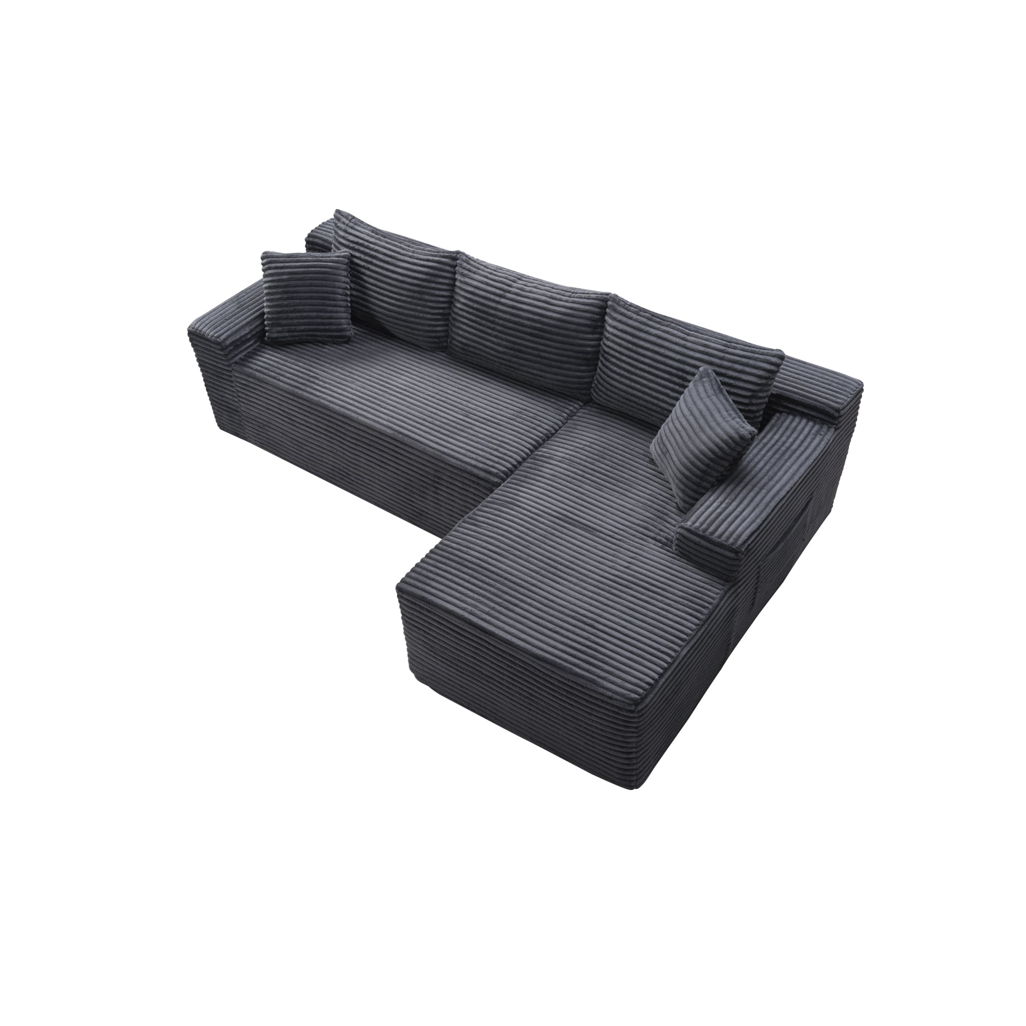 Leumius 106.3" Cloud Modular Sectional Sofa Couch with L-Shape Chaise,Modern Minimalist Upholstered Couches for Living Room Bedroom No Assembly Required Gray-R