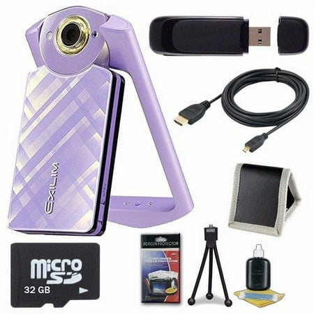 Image of 6Ave Casio EX-TR60 Self Portrait/Selfie Digital Camera (Light Violet) + 32GB microSD Class 10 Memory Card + Micro HDMI Cable + SDHC Card USB Reader + Memory Card Wallet + Deluxe Starter Kit Bundle