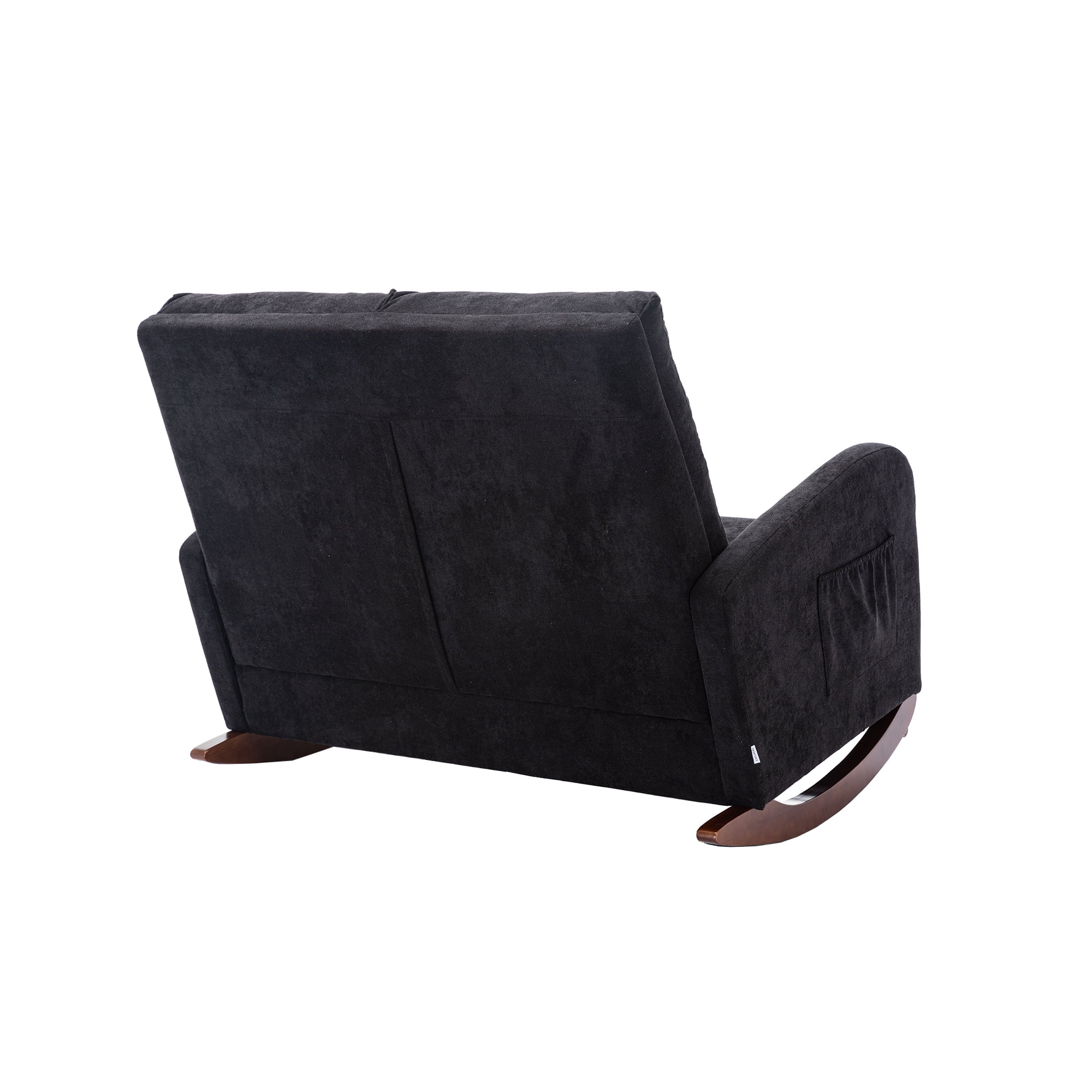 Bellemave Fashion Double Rocking Sofa with High Backrest and Pocket, Rocker Chair with Spacious Wing-back and Padded Seat for Living Room, Bedroom, Nursery(Black)