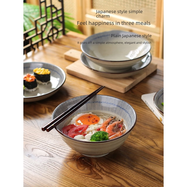 Juego de vajilla y plato vintage de estilo japonés de cerámica Tefeng, cuenco creativo, cuenco de arroz de cerámica para el hogar, cuenco de fideos, cuenco de sopa, plato, plato de pescado