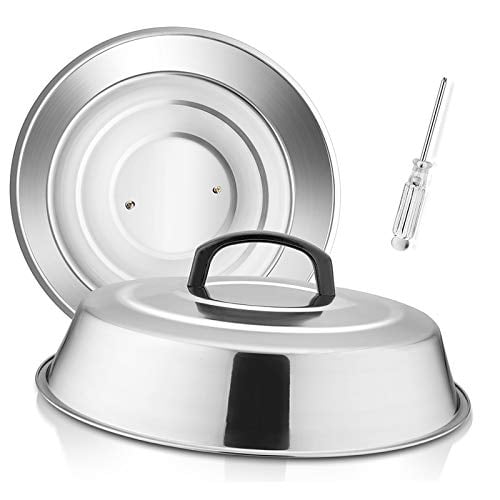HaSteeL Cheese Melting Dome Set of 2, 12 Inch Round Basting Cover Metal