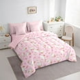 thumbnail image 3 of Castle Fairy Cute Animal Duck Bedding Comforter Set 7 Pieces for Kids Children,Pink Ribbon Bow Full Bedding Set Lightweight,Pink White Fitted Sheet Flat Sheet,Ultra Soft Home Decor,Reversible, 3 of 8