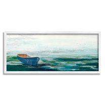 Stupell Industries Lone Dinghy Boat Floating Ocean Water Collage Painting White Framed Art Print Wall Art, Design by Stacy Gresell