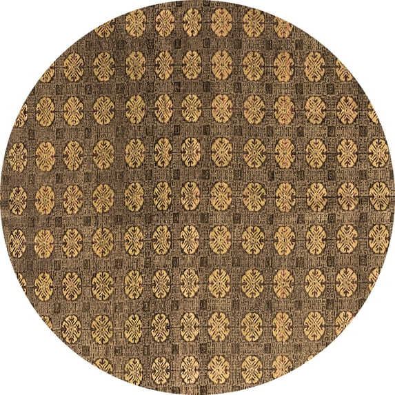 Ahgly Company Indoor Round Oriental Brown Modern Area Rugs, 5' Round