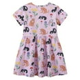 thumbnail image 2 of WIBACKER 2-7T Toddler Girl Boho Holiday Casual Dress Short Sleeve Summer Dresses for Kids - 1 Piece Pink Cat, 2 of 9