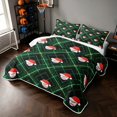 thumbnail image 3 of Manfei Cartoon Baseball Bed Spread Queen, Christmas Queen Coverlet Set, Dark Green Red, Black Reversible 3-Piece, 1 Quilt and 2 Pillowcases, 3 of 7