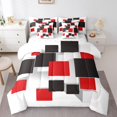 thumbnail image 1 of Erosebridal Red Black Checkered Bedding Queen Size, Modern Abstract Grid Comforter Sets with Sheets Microfiber 7-Piece, 1 of 5