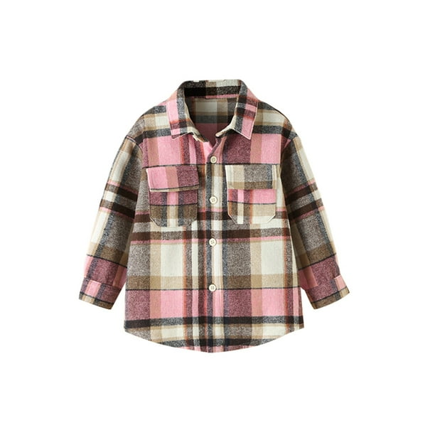 Liangchengmei Kids Little Boys Girls Baby Long Sleeve Button Down Plaid ...