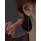 thumbnail image 5 of Pendientes con letras en forma de línea para mujer, de plata de ley, modernos, con piercings en la oreja, sencillos, estilo frío, 5 of 6