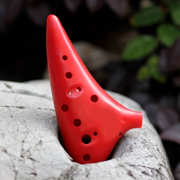 CTIRCHIU Alto C 12-Hole Ocarina in Red ABS Plastic for Beginners with Carrying Storage Bag Included