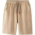 thumbnail image 3 of Mens Shorts Knee Length Summer Lightweight Breathable Elastic Waist Straight Leg Loose Beach Shorts with Pockets, 3 of 6