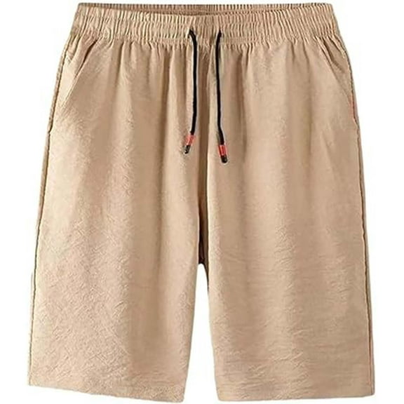 Men's Casual Shorts Twill Shorts for Men Nylon with Pockets Athletic Wear for Men Athletic Long Men's Polyester Surf Workout Long Compression Work Out Short Khaki XL