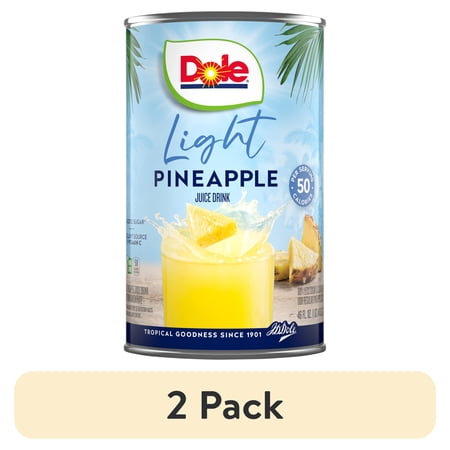 (2 pack) Dole Light Pineapple Juice Drink with No Added Sugar^^, 46 fl oz Can