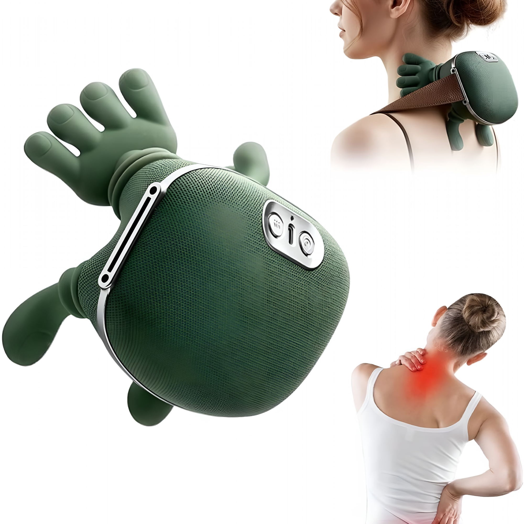 OITY Neck Massager, Shoulder Massager with Heat Shiatsu 4D Kneading, Neck and Back Massager for Relief (Green 1 Set)