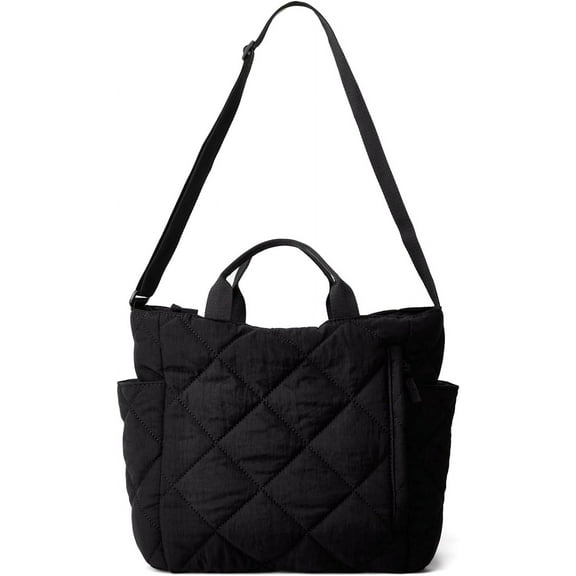 Kukuzhu Puffer Tote Bag Women Quilted Crossbody Handbag Lattice Padded Hobo Puffy Purse Casual Satchel Bag
