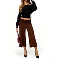 thumbnail image 5 of MLQIDK Coffee Yoga Capri Pants for Women Yoga Leggings Knee Length High Waisted Pedal Pushers Dressy Casual Pedal Pushers with Pockets Coffee 3XL, 5 of 7