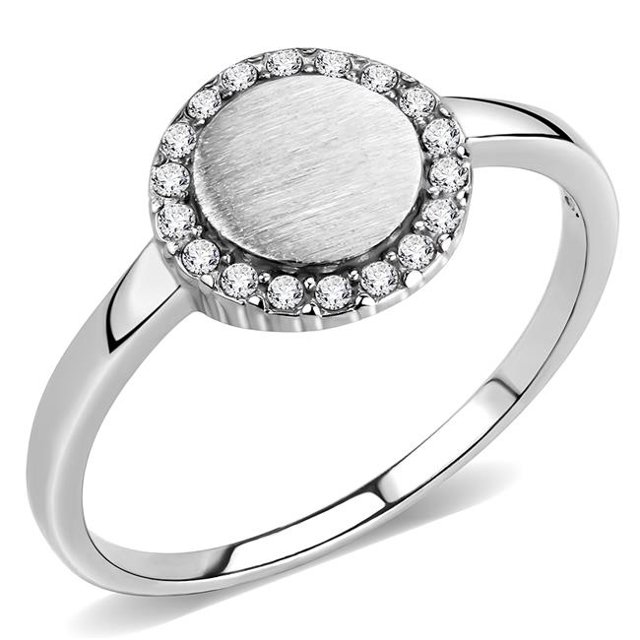 Women No Plating Stainless Steel Ring with AAA Grade CZ in Clear - Size 9