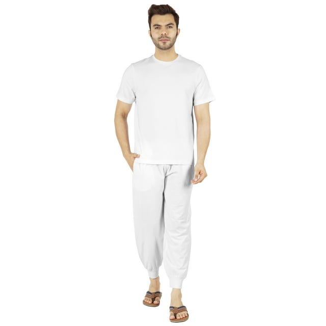 Inkmeso SolidPajama Set For Mens Short Sleeve Sleepwear Round NeckNightwearPj Set