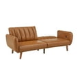 thumbnail image 3 of Weston Home Fosnavag Modern Upholstered Convertible Sofa with USB, Caramel Faux Leather, 3 of 10