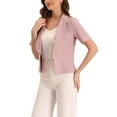 thumbnail image 3 of MODA NOVA Juniors' Casual Shawl Collar Open Front Cardigan for Short Sleeve Suit Blazer, 3 of 4