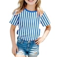 thumbnail image 1 of PMVFHDE T-Shirt Graphique à Manches Courtes Rayé de Carnaval pour Garçons Confortable Décontracté Coloré pour Fête d'Enfants Bleu,150, 1 of 4