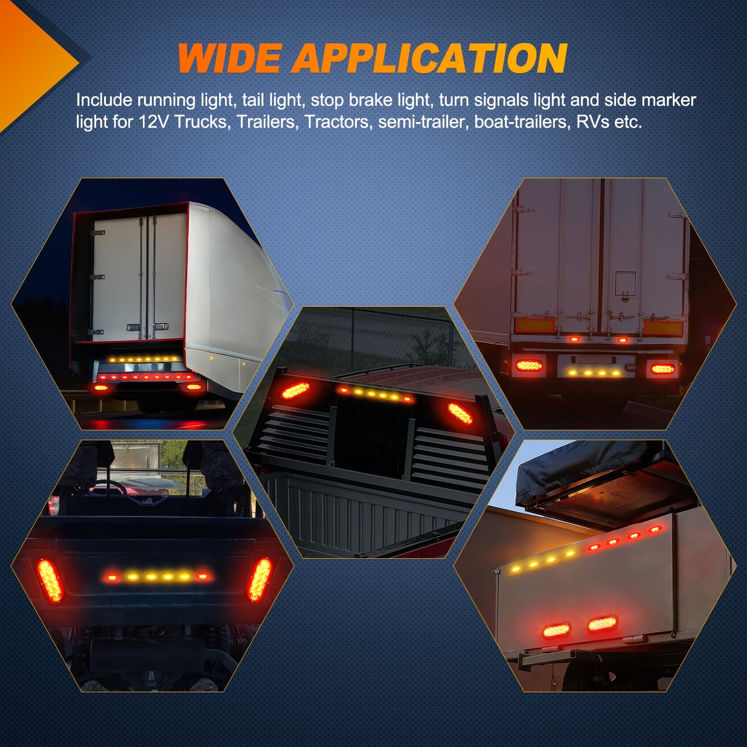 Nilight Led Trailer Light Kit 6inch Oval Stop Turn Tail Light Red Amber Side Marker Light Waterproof Surface Mount for 12V Utility Trailer Boat Camper RV Trucks Van Caravan
