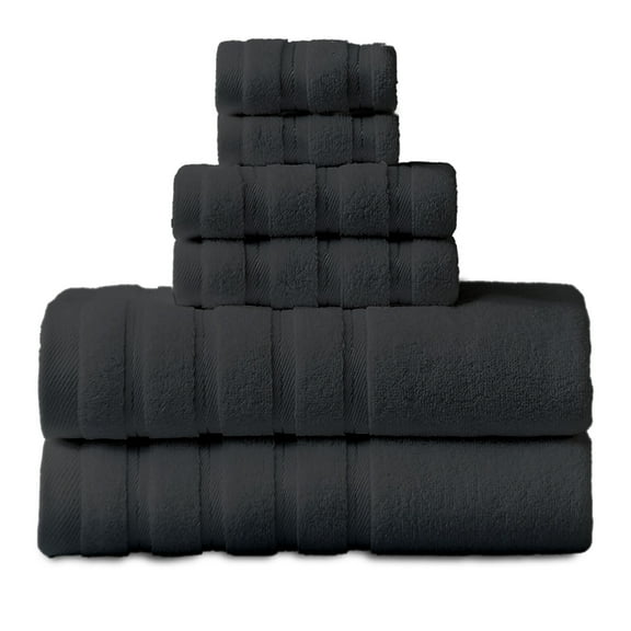 Hitime Bath Towel Sets of 6 Pieces, 2 Bath Towels 2 Hand Towels 2 Washcloths, 100% Cotton Highly Absorbent Towels for Bathroom, Gym, Hotel