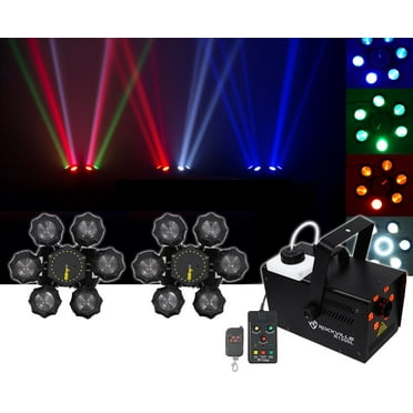 (2) Chauvet DJ Helicopter Q6 DMX Rotating Dance Floor Lights Fog Machine Lights