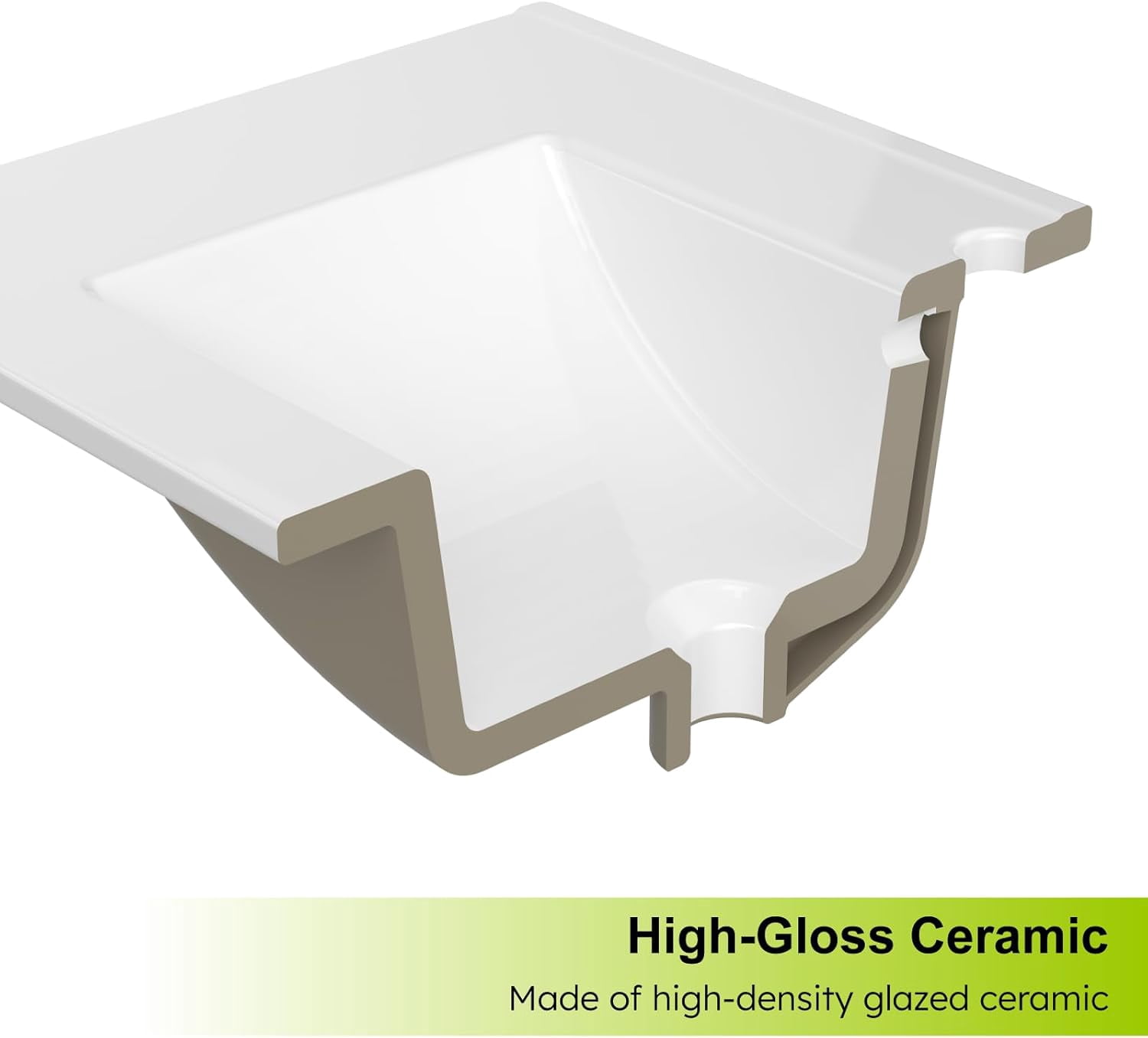 EVOKEDEN Bathroom Sink, Bathroom Counter Top 24'' x 18'', Rectangular Porcelain Ceramic Vanity Basin with Overflow, Single Sink Basin Vanity Top, Glossy White