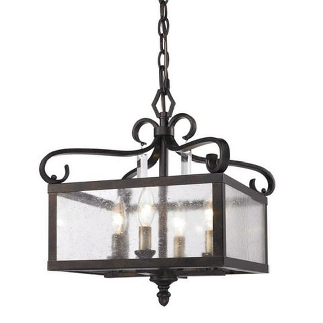 Golden Lighting 2049-SF FB Valencia Semi-Flush Convertible in Fired Bronze with Seeded Glass