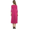 thumbnail image 2 of Women's 3/4 Sleeve A-line and Flare Midi Long Dress, 2 of 2