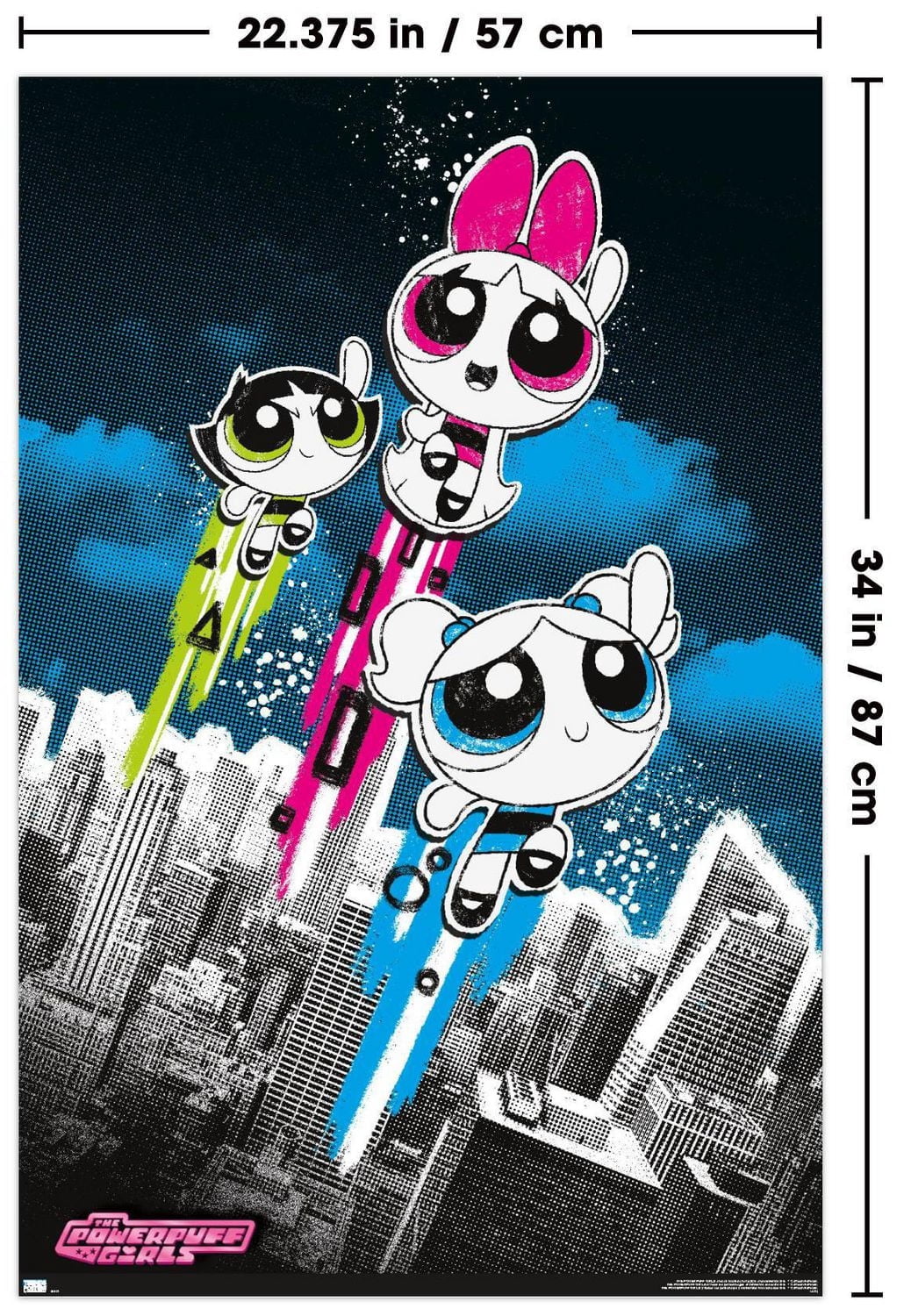 The Powerpuff Girls - Group City Wall Poster, 22.375" x 34"