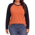thumbnail image 3 of WellSize Plus Size T Shirts for Women Color Block Long Sleeve Fall Tops Casual Tee Crew Neck Blouses, 3 of 8
